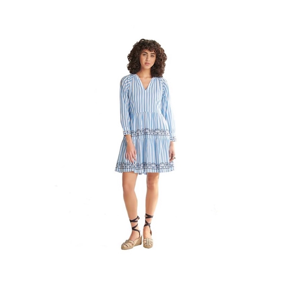 Hatley Maddy Popover Dress in Azure Stripes